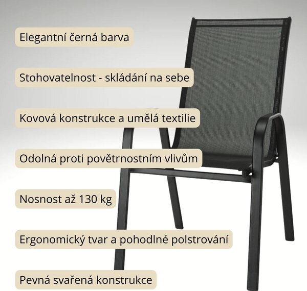 Vikio Stohovatelná zahradní židle černá TK2060