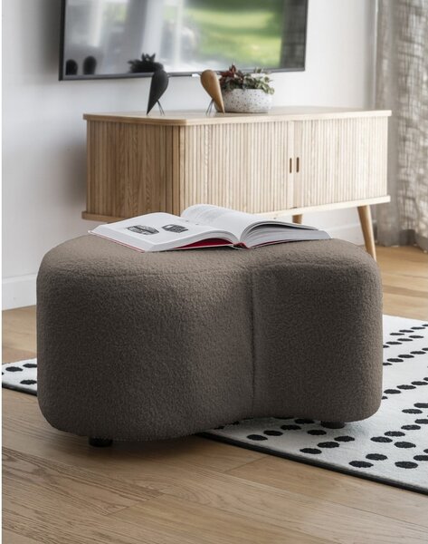Hnědý taburet z textilie bouclé Miuf – Miuform