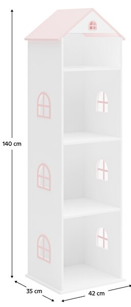 KONDELA Dětská knihovna, bílá/růžová, MAISON TYP 2
