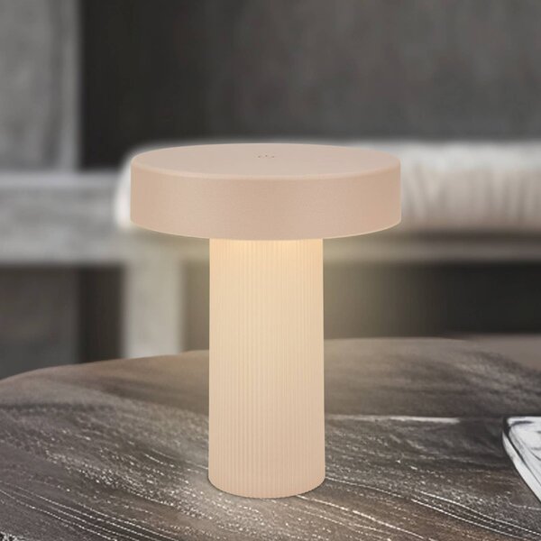 Briloner LED stolní lampa na baterie Bito, béžová/béžová, výška 20 cm, IP44, stmívatelný, Obývací pokoj / jídelna, kov, Moderní