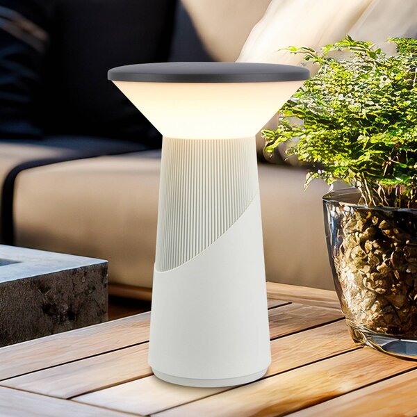 Briloner LED stolní lampa na baterie Pilia antracitová/světle šedá Výška 24 cm IP44, stmívatelný, Obývací pokoj / jídelna, Plast, Moderní