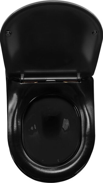 Závěsná WC Misa Rea CARLO MINI RIMLES DUR/FLAT/ZM BLACK GOLD EDGE