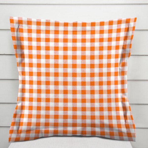 Biante Dekorační povlak na polštář s lemem Rebeka RE-005 Oranžovo-bílá kostka střední 40 x 40 cm