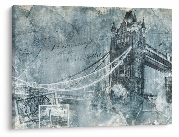 Obraz - Tower Bridge v chladných tónech (70x50 cm)
