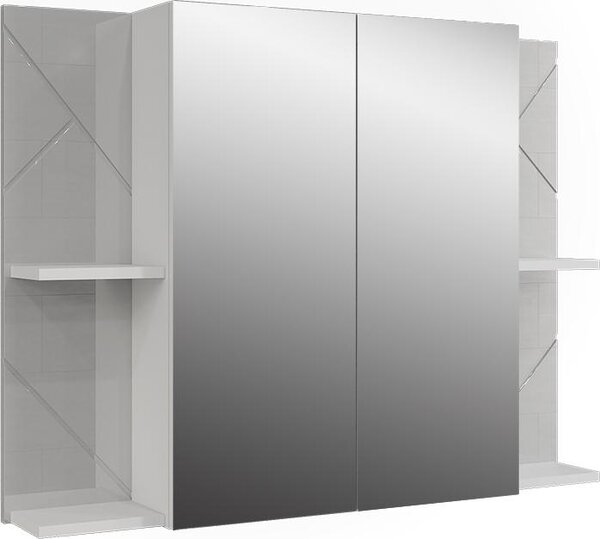 Koupelnová skříňka se zrcadlem Vicco Irma Bílá/bílý vysoký lesk 100 x 75 cm se 2 dveřmi, Model 55484
