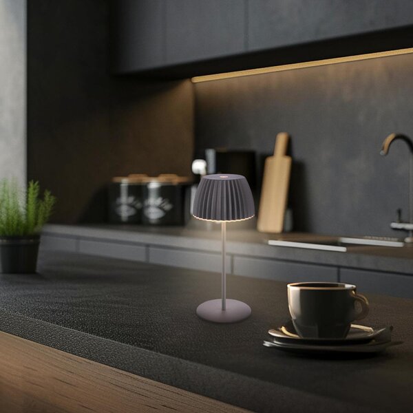 BRILONER Nabíjecí stolní lampa Riffle Mini - 20 cm, 1,5W, 150lm, bezdrátová, LED, stmívatelné, dotykový vypínač, antracit 7552015