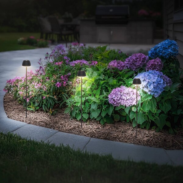 Briloner LED akumulátorová zemní lampa RIFFLE NANO, antracitová Ø 6 cm, sada 2 ks, stmívatelný, Černá, kov, Moderní