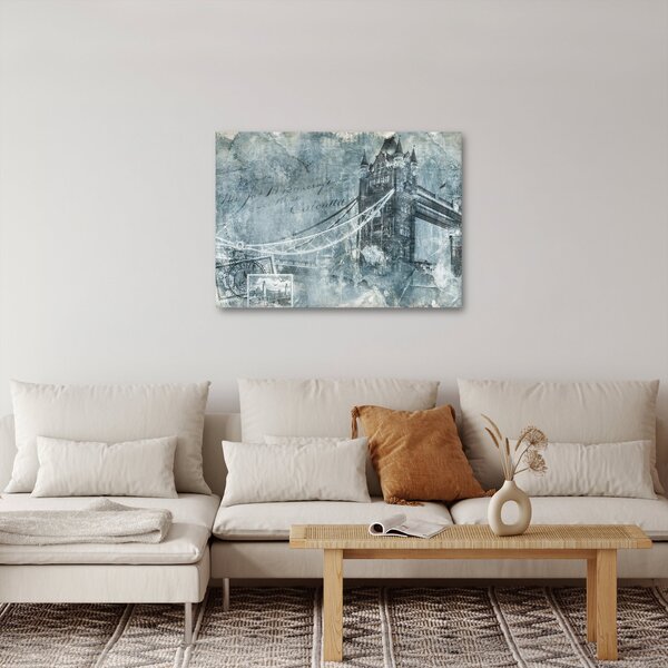Obraz - Tower Bridge v chladných tónech (70x50 cm)