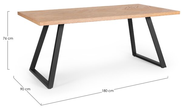 Bizzotto Jídelní stůl Dukat 180 x 90 cm s černou podnoží
