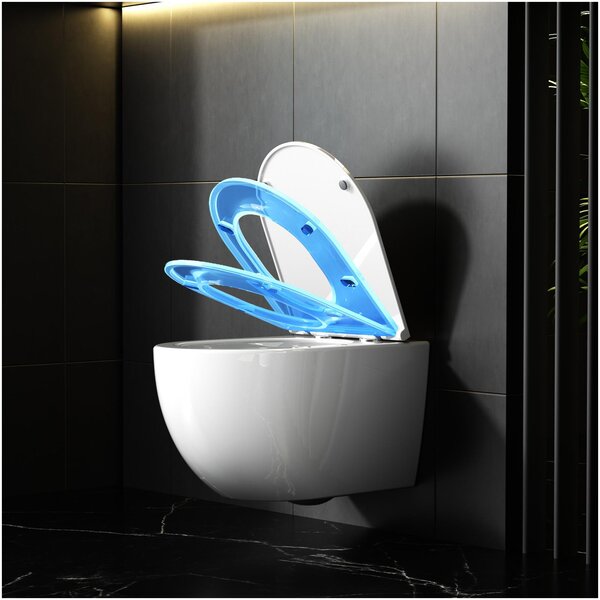 Rainsworth Washdown WC Závěsný klozet bez ráfku 4,5/3L závěsný, 360° jednootvorový splachovací závěsný klozet s měkkým zavíráním, bílý