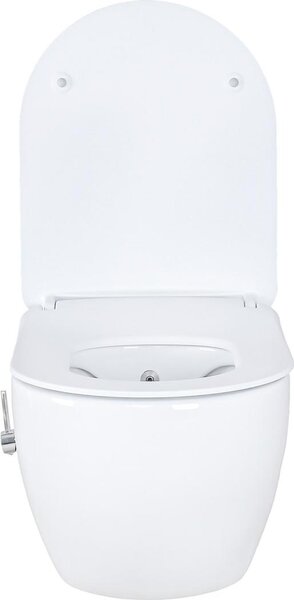 Creavit Design, závěsné WC, bílá barva, s funkcí bidetu/sprchového WC a integrovanou armaturou pro teplou/studenou vodu