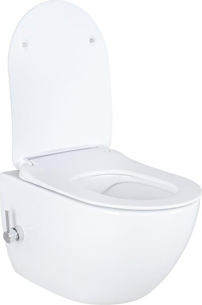 Creavit Design, závěsné WC, bílá barva, s funkcí bidetu/sprchového WC a integrovanou armaturou pro teplou/studenou vodu