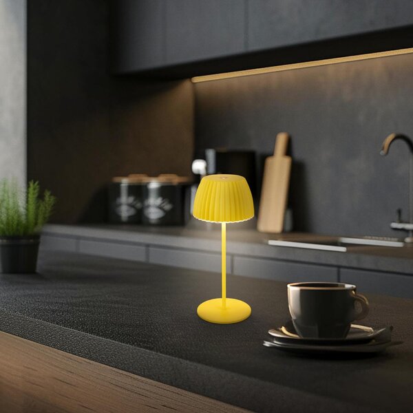 BRILONER Nabíjecí stolní lampa Riffle Mini - 20 cm, 1,5W, 150lm, bezdrátová, LED, stmívatelné, dotykový vypínač, žlutá 7552017