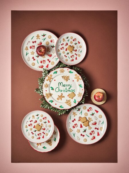 Sinsay - Vánoční keramický talíř s nápisem Merry Christmas - vícebarevná