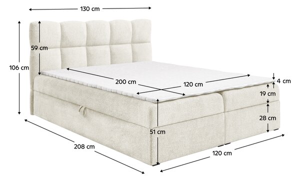 KONDELA Boxspringová postel, 120x200, smetanová, NEGRY