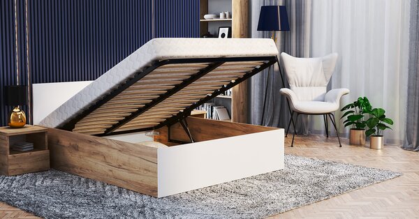 Postel PANAMA 120x200 se zdvižným roštem DUB BÍLÁ