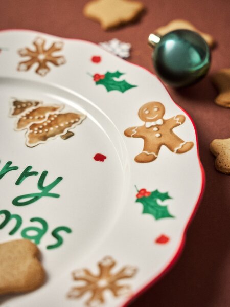 Sinsay - Vánoční keramický talíř s nápisem Merry Christmas - vícebarevná