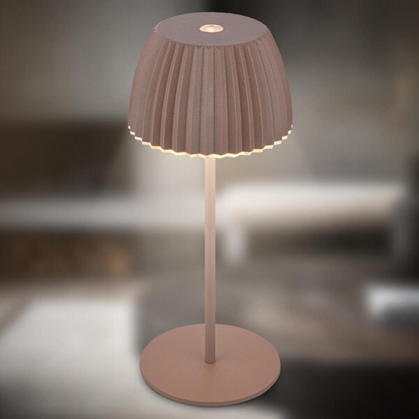 BRILONER Nabíjecí stolní lampa Riffle Mini - 20 cm, 1,5W, 150lm, LED, stmívatelné, dotykový vypínač, hnědé 7552010