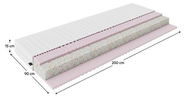 KONDELA Matrace, set 2 ks, 15 cm, 90x200 cm, MAGDO