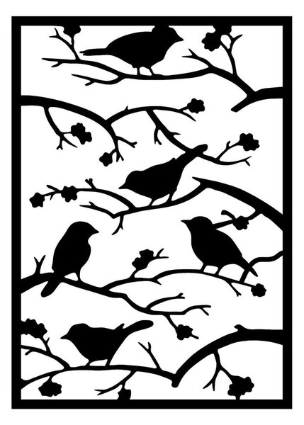 Kovová nástěnná dekorace 47x66 cm Branch & Birds – Wallity