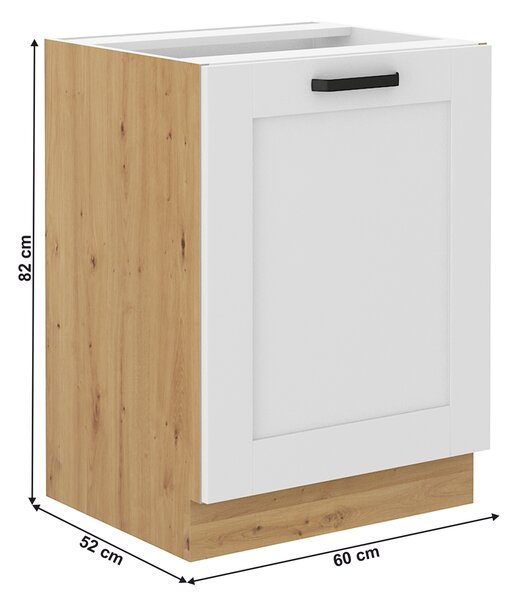 Kondela Dolní kuchyňská skříňka Lula 60 D 1F BB - bílá / dub artisan