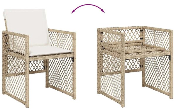 9dílný zahradní jídelní set s poduškami béžový polyratan 3210778