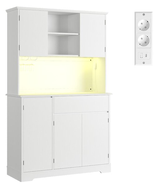Kuchyňská skříň BEALIFE, rozměry 107x40x172 cm, s zásuvkou a LED lištou RGB | Bílá | AP125