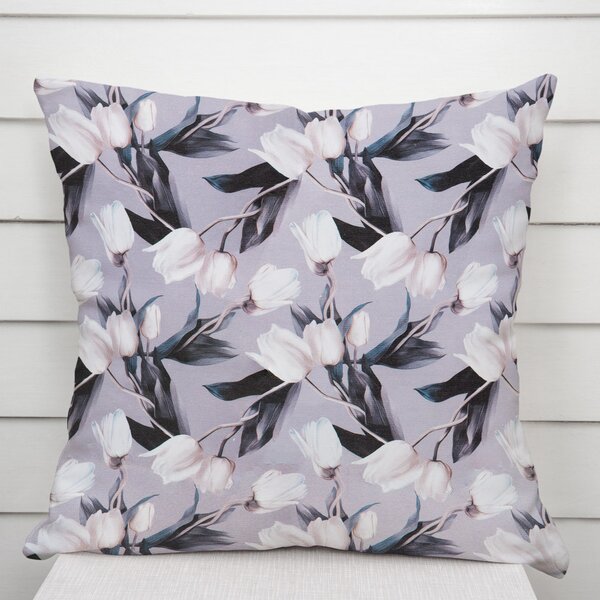 Biante Dekorační povlak na polštář PML-034 Bílé tulipány na šedém 30 x 50 cm