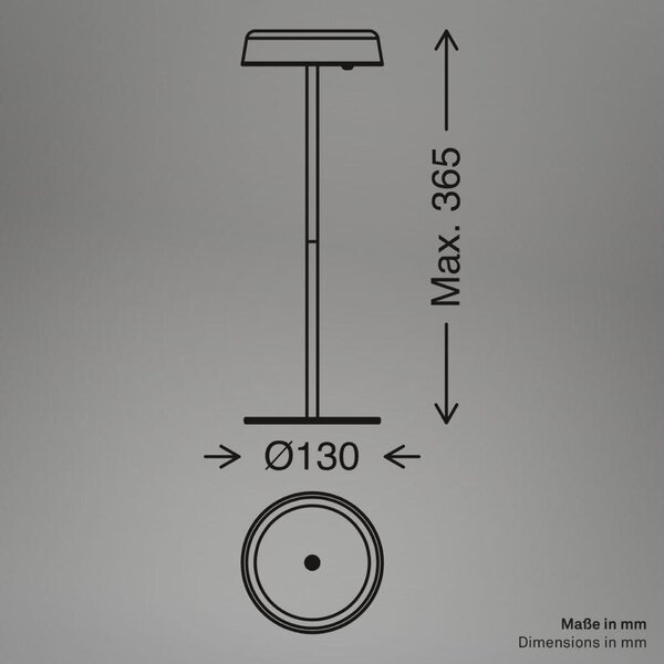 BRILONER Pala stolní lampička - 2W, 200lm, bezdrátová, LED, dotykový vypínač, stmívatelné, antracit 7668015