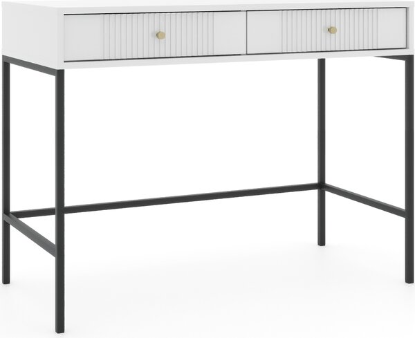 Kosmetický stolek: dvě zásuvky, bílá barva, černé nohy, výška 79 cm
