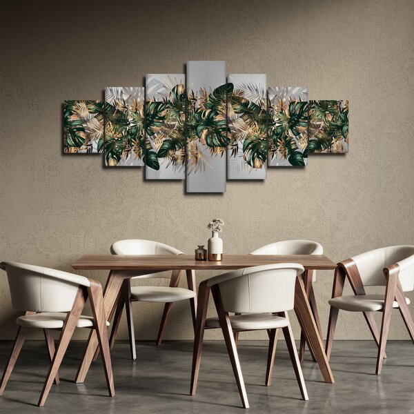 Obraz - Zlato-zelené tropické listy (210x100 cm)