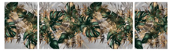 Obraz - Zlato-zelené tropické listy (170x50 cm)
