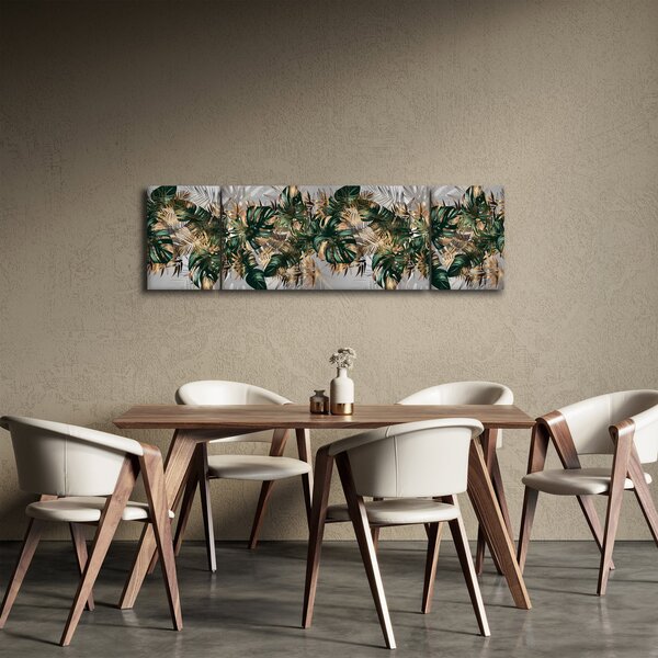 Obraz - Zlato-zelené tropické listy (170x50 cm)