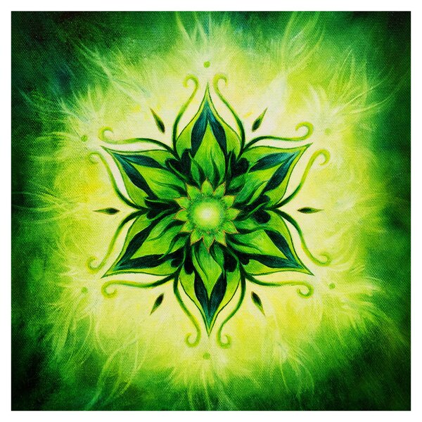 Obraz - Květinová mandala v zeleném pozadí (30x30 cm)