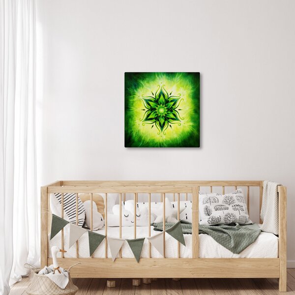 Obraz - Květinová mandala v zeleném pozadí (30x30 cm)
