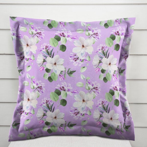 Biante Dekorační povlak na polštář s lemem PML-044 Květy magnolie na fialovém 30 x 50 cm