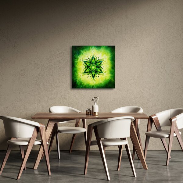 Obraz - Květinová mandala v zeleném pozadí (30x30 cm)