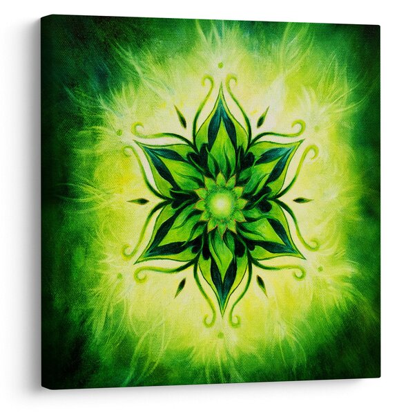 Obraz - Květinová mandala v zeleném pozadí (30x30 cm)