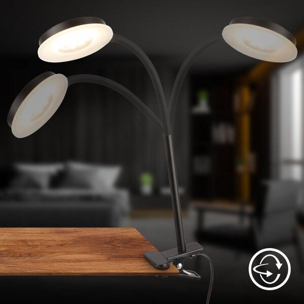 BRILONER Plegg lampička s klipsem - 3,2W, 350lm, LED, nastavitelné, černá 2195015
