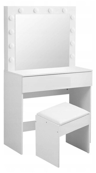 Stylový toaletní/kosmetický stolek s LED osvětlením a taburetem