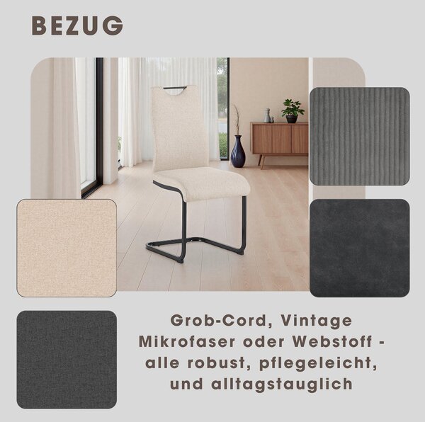 ByLIVING Sada dvou křesel CAPRI, potahová látka taupe, kov černý, s područkami a pohodlným polstrováním, křesla, čalouněná křesla, rozměry: šířka 44, výška 88, hloubka 55 cm