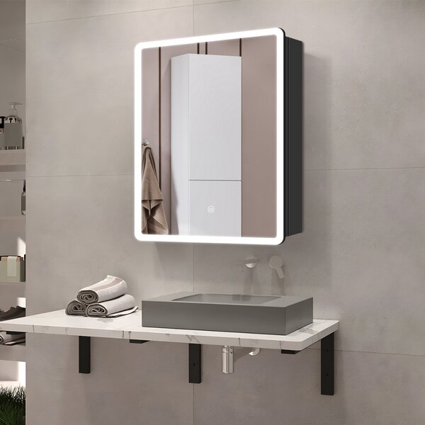 SensaHome zrcadlová skříňka s LED osvětlením - Koupelnová skříňka - 3 barvy LED - 50 x 70 cm