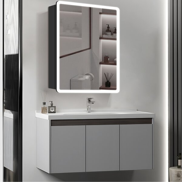 SensaHome zrcadlová skříňka s LED osvětlením - Koupelnová skříňka - 3 barvy LED - 50 x 70 cm