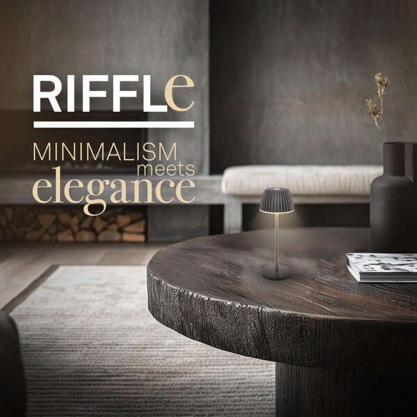BRILONER Riffle Nano stolní lampička - 1,5W, 130lm, nabíjecí, LED, stmívatelné, dotykový vypínač, German design Award Winner 2025, antracit 7581015
