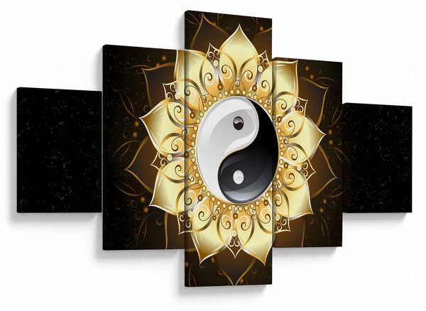 Obraz - Zlatý Yin-Yang (125x70 cm)