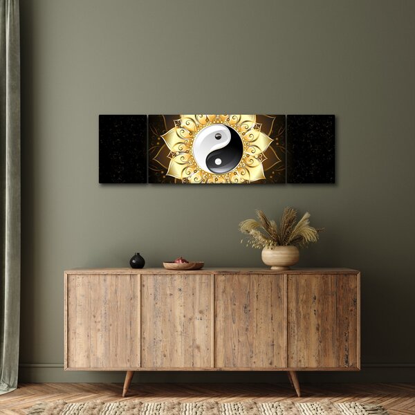 Obraz - Zlatý Yin-Yang (170x50 cm)