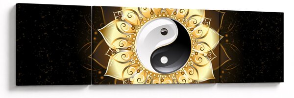Obraz - Zlatý Yin-Yang (170x50 cm)