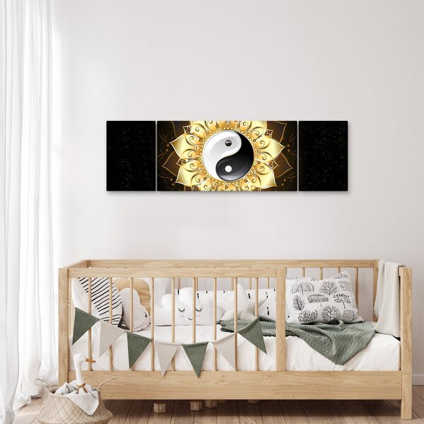 Obraz - Zlatý Yin-Yang (170x50 cm)