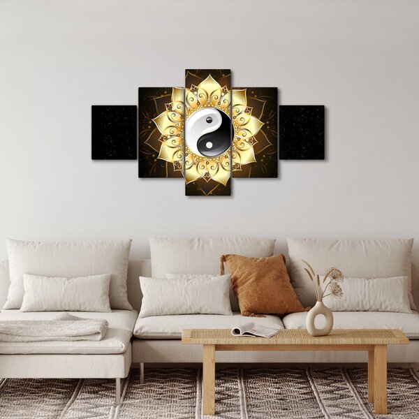 Obraz - Zlatý Yin-Yang (125x70 cm)