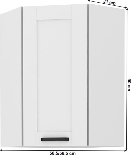 Kondela Horní rohová kuchyňská skříňka Lula 58x58 GN-90 1F - bílá